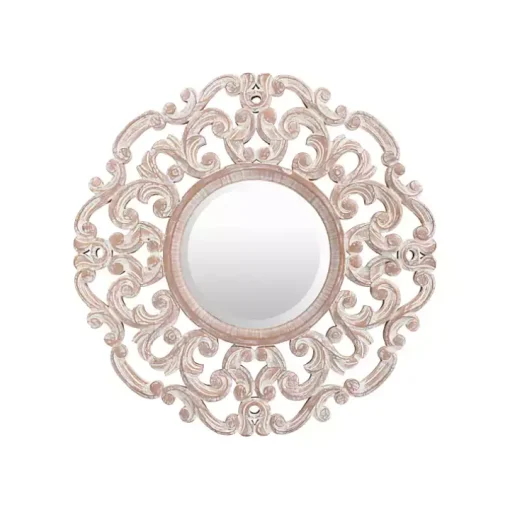 Champagne Abstract Wood Mirror