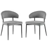 Charcoal and Black Curved Dining Chairs, Set of 2