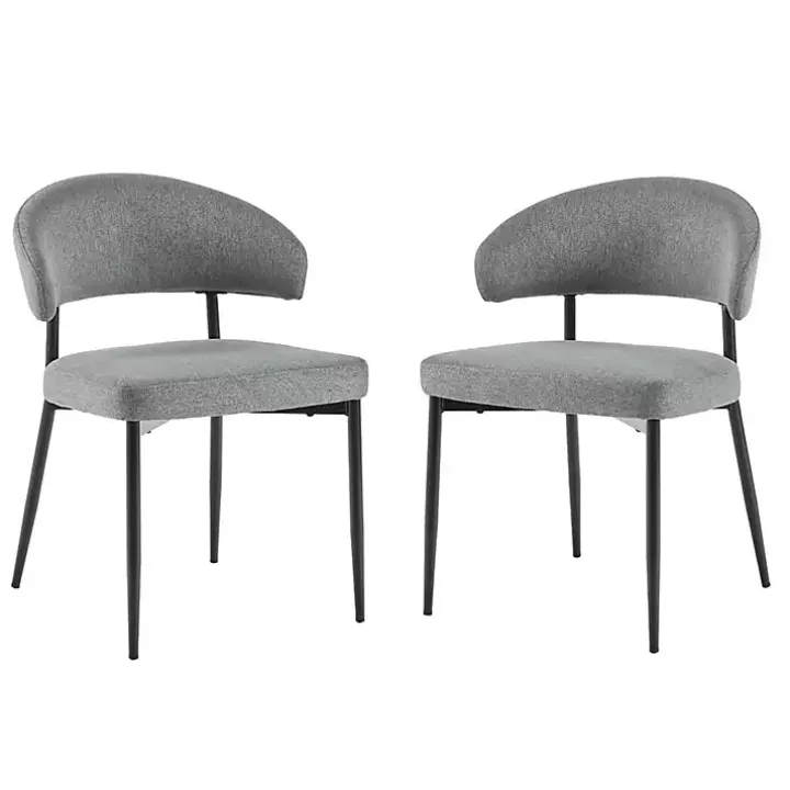 Charcoal and Black Curved Dining Chairs, Set of 2