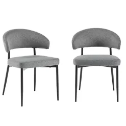 Charcoal and Black Curved Dining Chairs, Set of 2