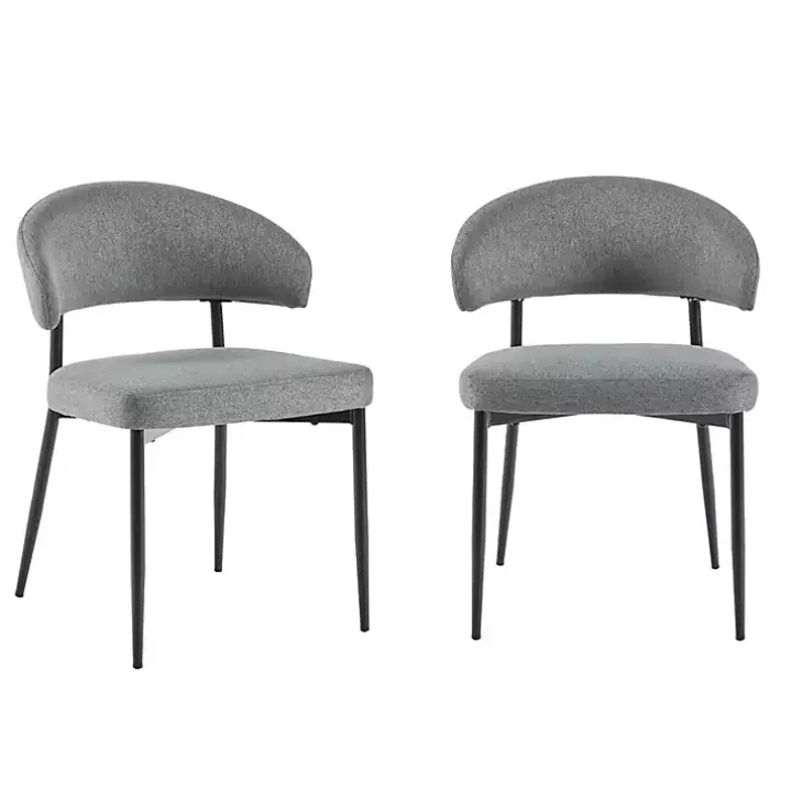 Charcoal and Black Curved Dining Chairs, Set of 2