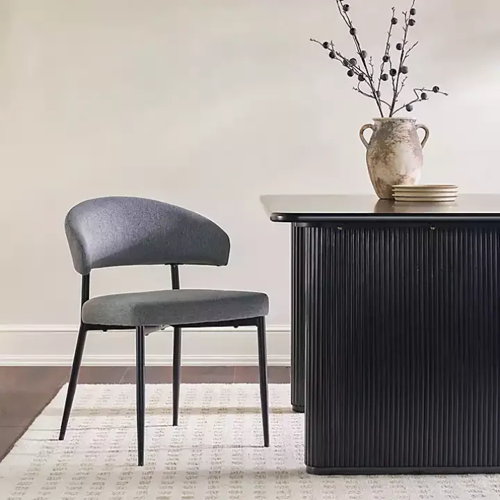 Charcoal and Black Curved Dining Chairs, Set of 2