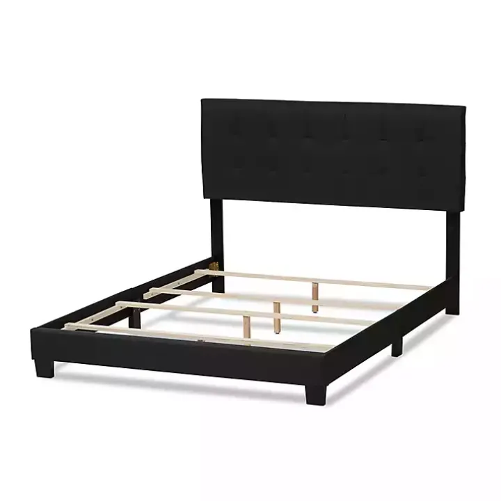 Charcoal Gray Tufted Modern Queen Bed