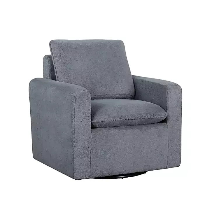 Charcoal Sherpa Peri Swivel Armchair