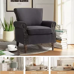 Charcoal Upholstered Henry Armchair