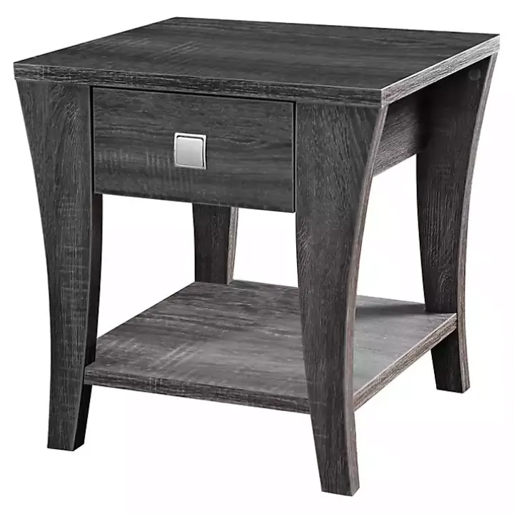 Charcoal Wood Single Drawer Side Table