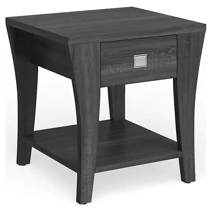 Charcoal Wood Single Drawer Side Table