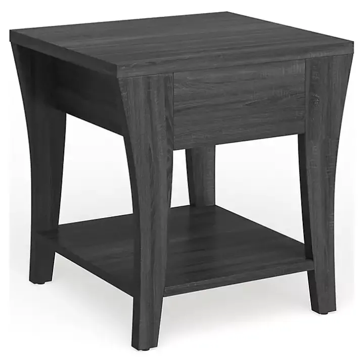 Charcoal Wood Single Drawer Side Table