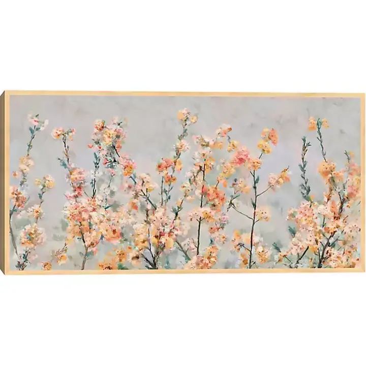 Cherry Blossom Blooms Birch Framed Canvas Print