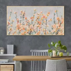 Cherry Blossom Blooms Birch Framed Canvas Print