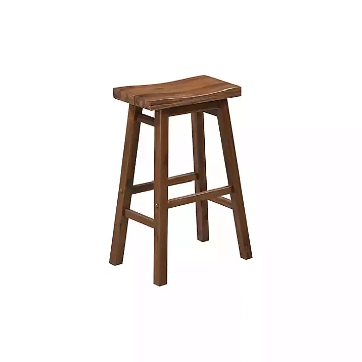 Chestnut Wire Brush Saddle Bar Stools, Set of 2