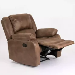 Chocolate Brown Faux Leather Barrett Recliner