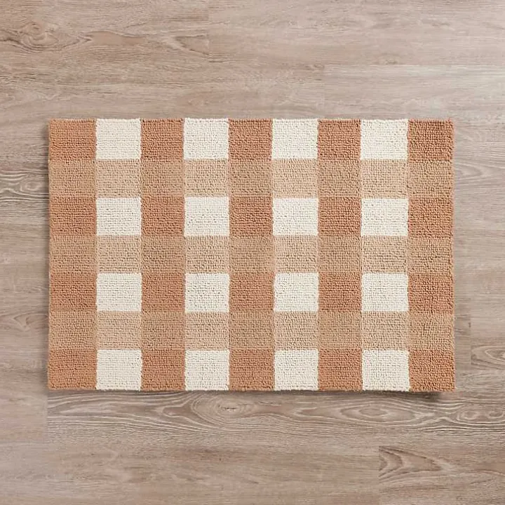 Chocolate Plaid Hooked Accent Rug