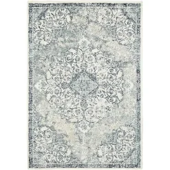 Cholet Ivory Blue Medallion Accent Rug, 2x3