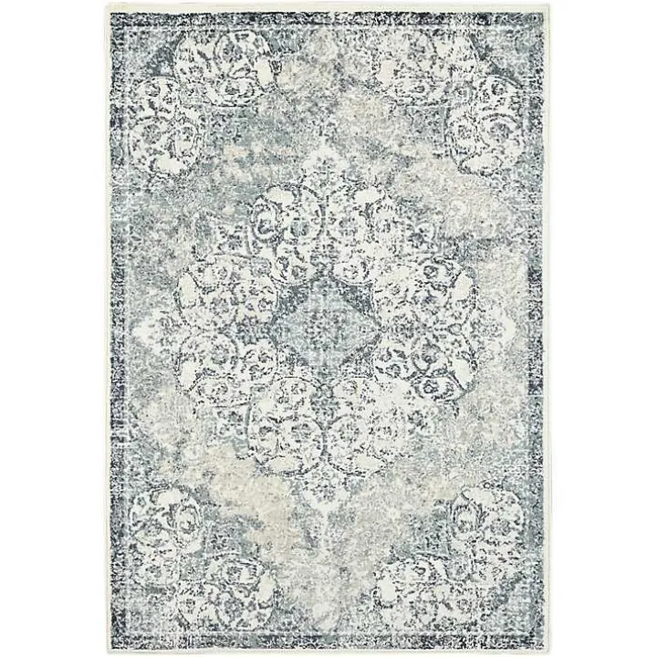 Cholet Ivory Blue Medallion Accent Rug, 2x3