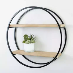 Circle Double Wood Wall Shelf, 25 in.