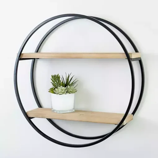 Circle Double Wood Wall Shelf, 25 in.