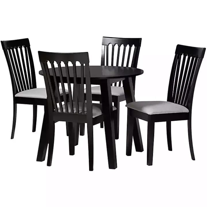 Classic Black Round Wood 5-pc. Dining Set