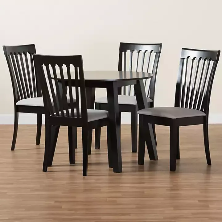 Classic Black Round Wood 5-pc. Dining Set