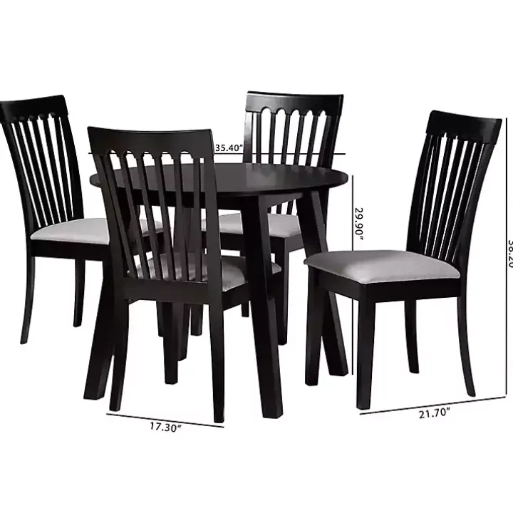 Classic Black Round Wood 5-pc. Dining Set