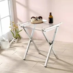 Clear Acrylic Folding TV Tray Tables, Set of 2