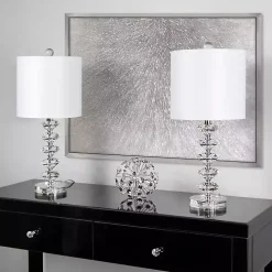 Clear Crystal Spindle Table Lamps, Set of 2