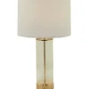 Clear Glass and Gold Stem Table Lamp