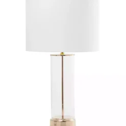 Clear Glass and Gold Stem Table Lamp
