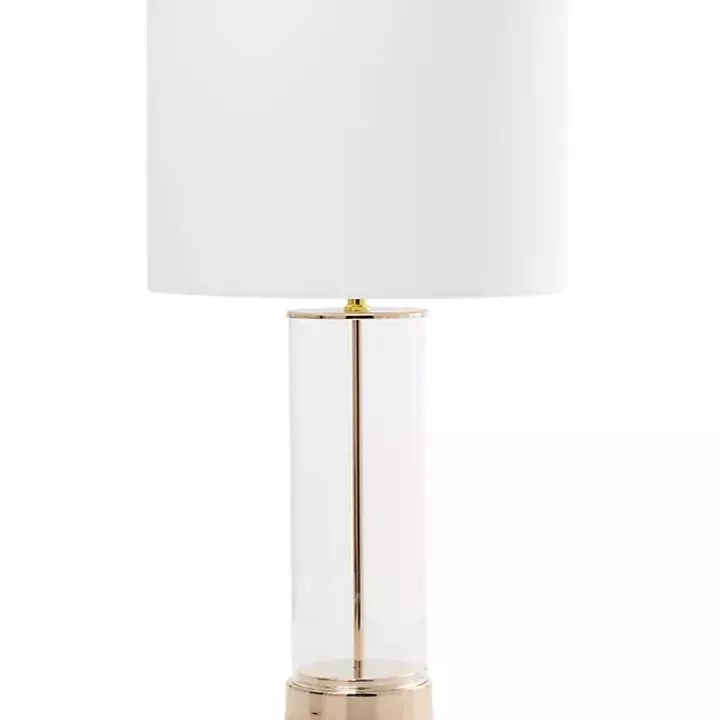 Clear Glass and Gold Stem Table Lamp