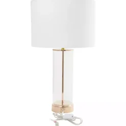 Clear Glass and Gold Stem Table Lamp