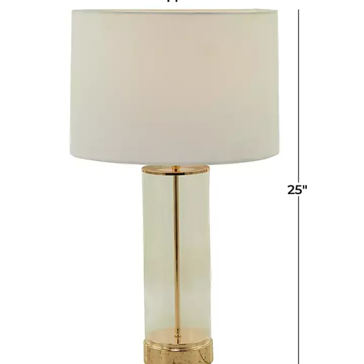 Clear Glass and Gold Stem Table Lamp