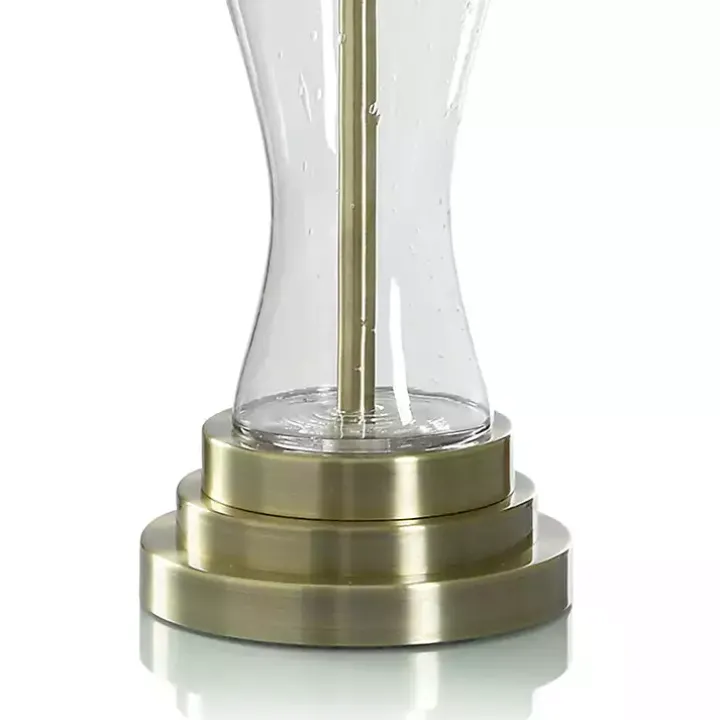 Clear Seeded Glass and Brass Table Lamp