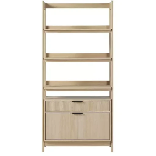Coastal Oak 2-Drawer Modern Wood Bookcase