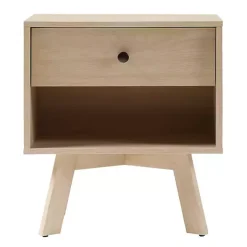 Coastal Oak Wood Mid-century Modern Nightstand