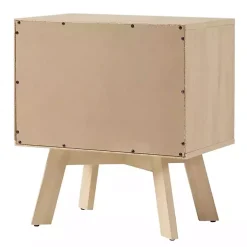 Coastal Oak Wood Mid-century Modern Nightstand
