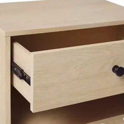 Coastal Oak Wood Mid-century Modern Nightstand