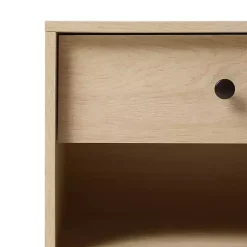 Coastal Oak Wood Mid-century Modern Nightstand