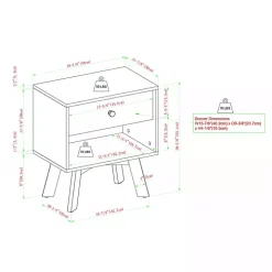 Coastal Oak Wood Mid-century Modern Nightstand