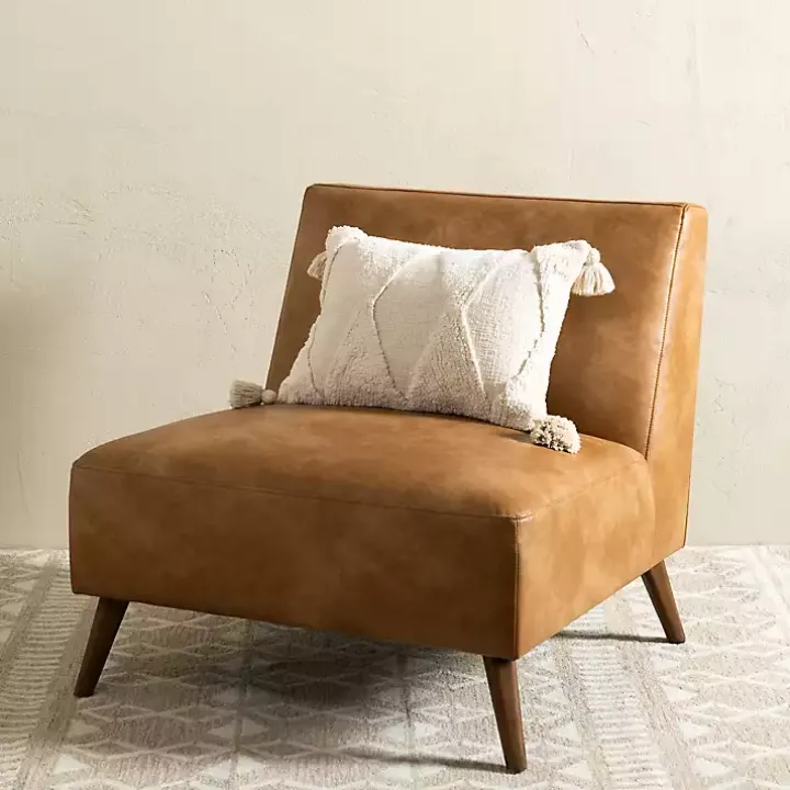 Cognac Faux Leather Accent Chair