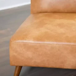 Cognac Faux Leather Accent Chair