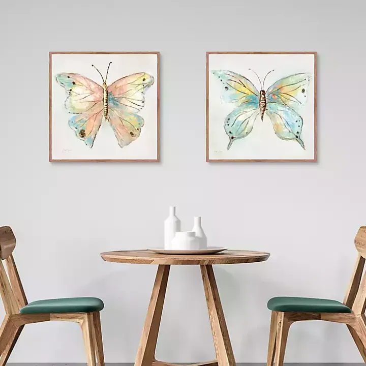 Colorful Butterfly Framed Canvas Prints, Set of 2