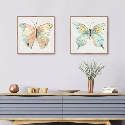Colorful Butterfly Framed Canvas Prints, Set of 2