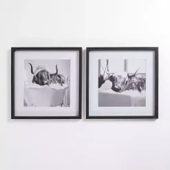 Cow in Bubble Bath Framed Art Prints, Set of 2