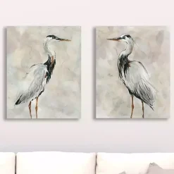 Crane at Dusk Giclee Canvas Art Prints, Set of 2