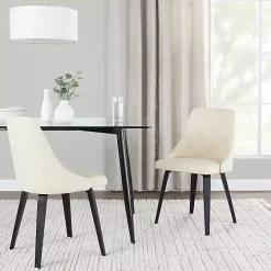 Cream & Black Faux Leather Dining Chairs, Set of 2