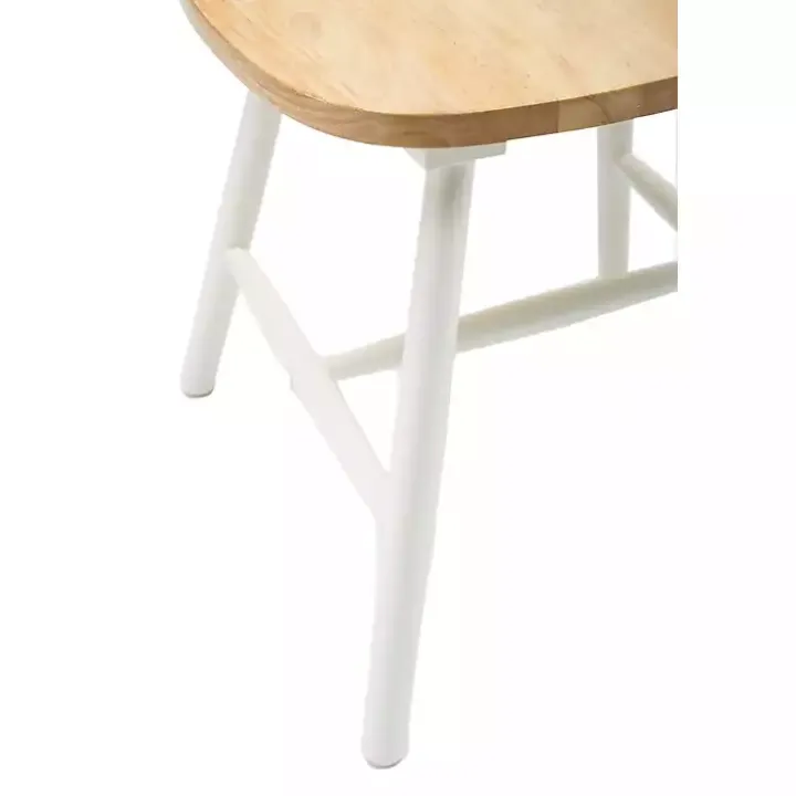 Cream & Natural Wooden Dining Chairs, Set of 2