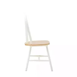 Cream & Natural Wooden Dining Chairs, Set of 2