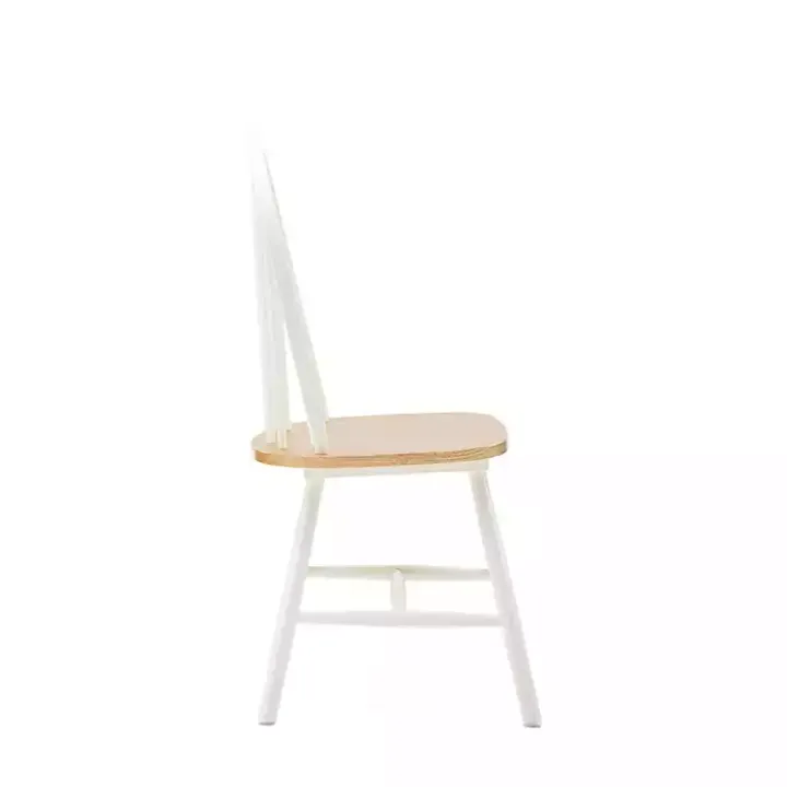 Cream & Natural Wooden Dining Chairs, Set of 2