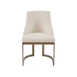 Cream and Gold Modern Dining Chairs, Set of 2