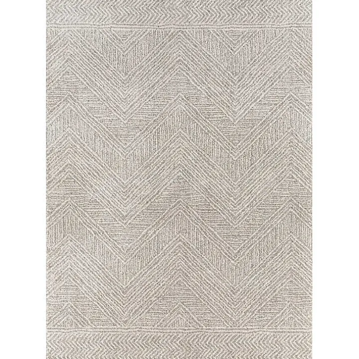 Cream and Gray Zig Zag Area Rug, 5x7